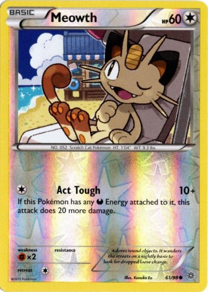 画像1: ニャース　海外版 英語版　リバホロ　Meowth - 61/98 - (1)